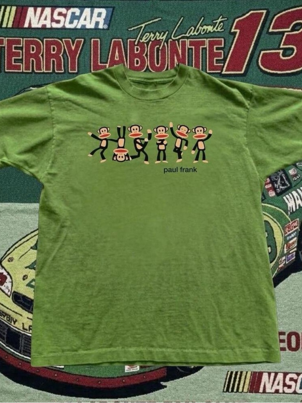 Paul Frank Lime Green Short Sleeve Tee with Monkey Lineup